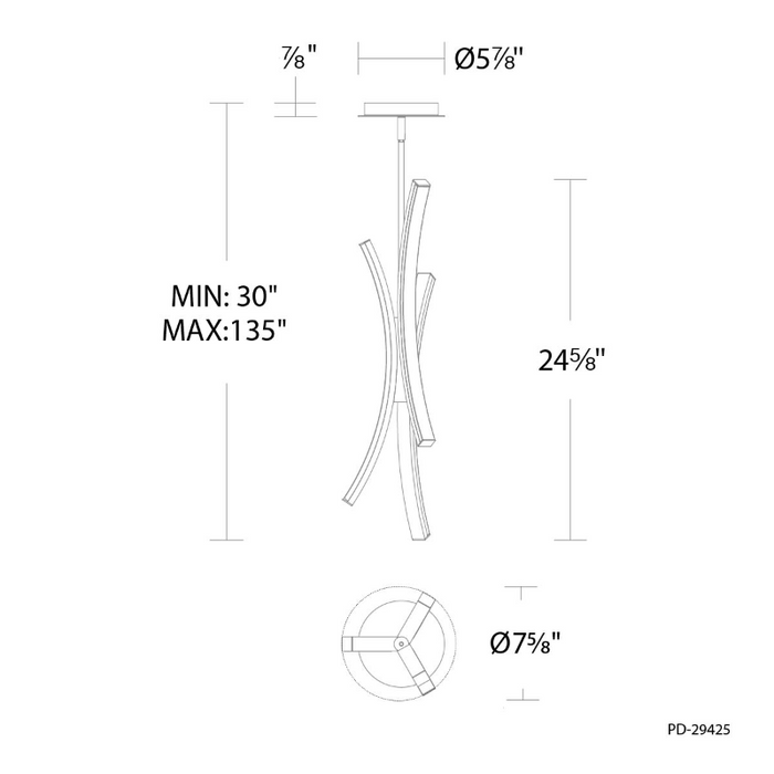 dweLED PD-29425 Tusk 3-lt 8" LED Pendant