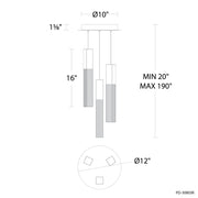Modern Forms PD-30803R Cinema 3-lt 12" LED Pendant