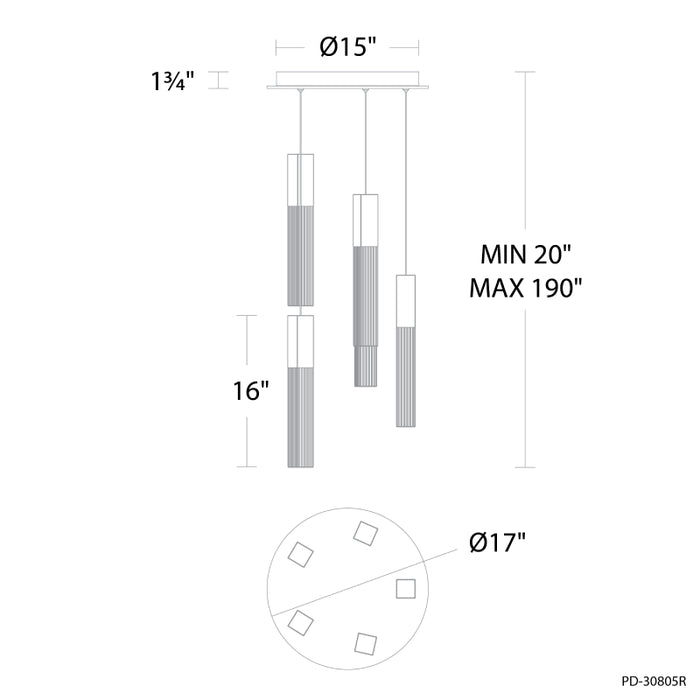 Modern Forms PD-30805R Cinema 5-lt 17" LED Pendant
