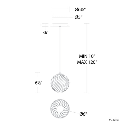 Modern Forms PD-32507 Swirly 1-lt 6" LED Pendant
