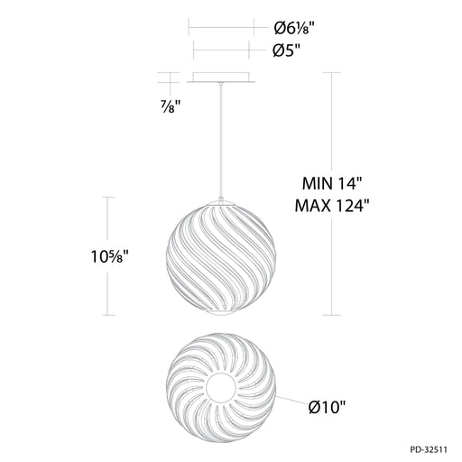 Modern Forms PD-32511 Swirly 1-lt 10" LED Pendant