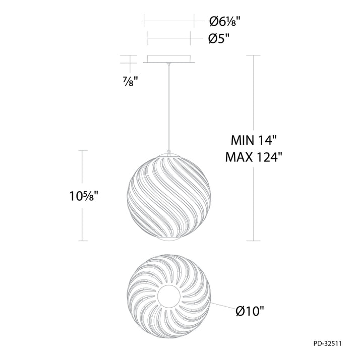 Modern Forms PD-32511 Swirly 1-lt 10" LED Pendant