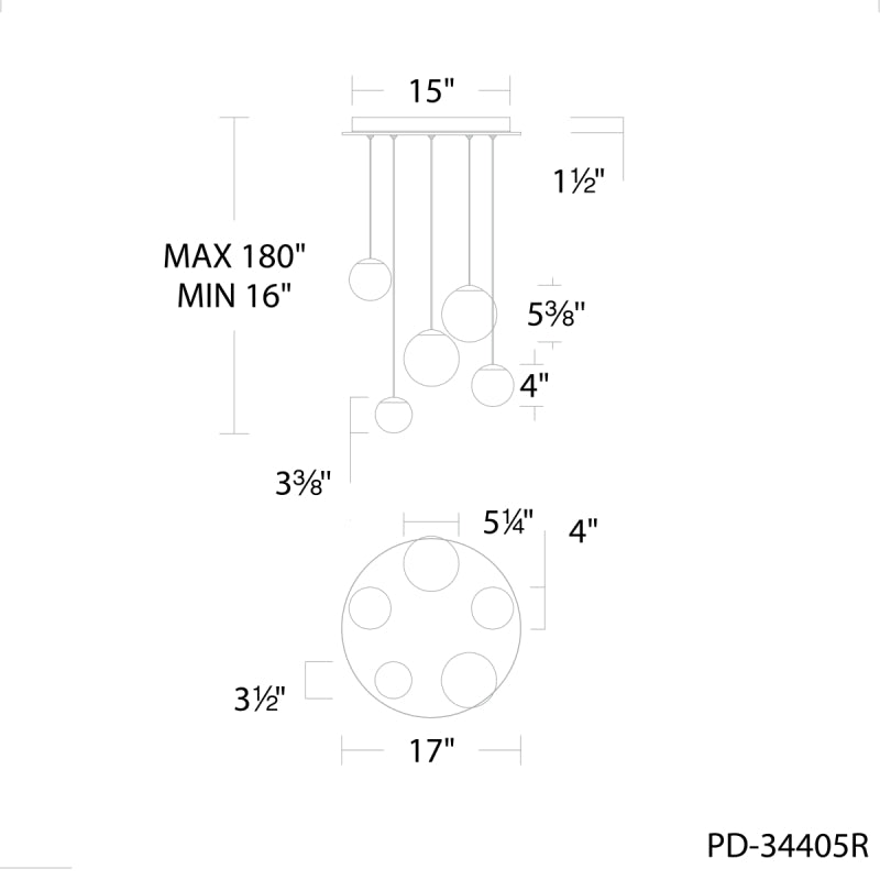 Modern Forms PD-34405R Pisces 5-lt 17" LED Pendant