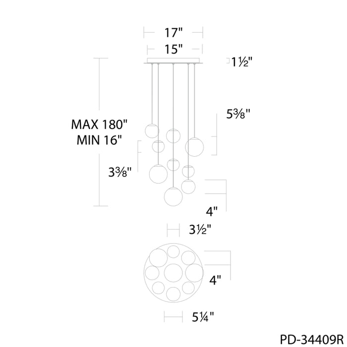 Modern Forms PD-34409R Pisces 9-lt 17" LED Pendant