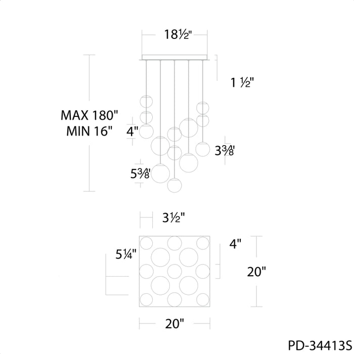 Modern Forms PD-34413S Pisces 13-lt 20" LED Pendant