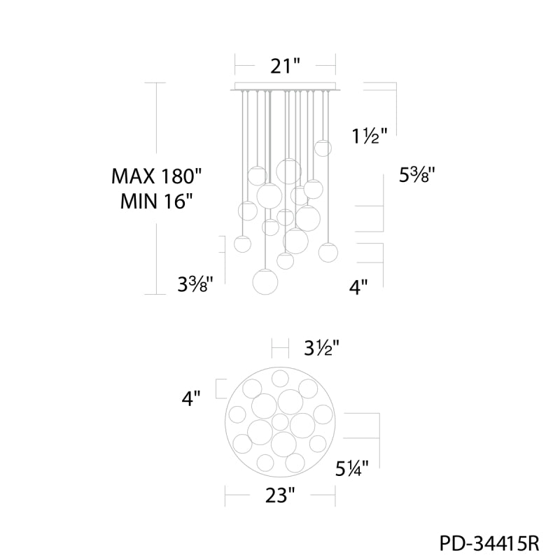 Modern Forms PD-34415R Pisces 15-lt 23" LED Pendant