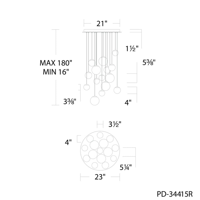 Modern Forms PD-34415R Pisces 15-lt 23" LED Pendant