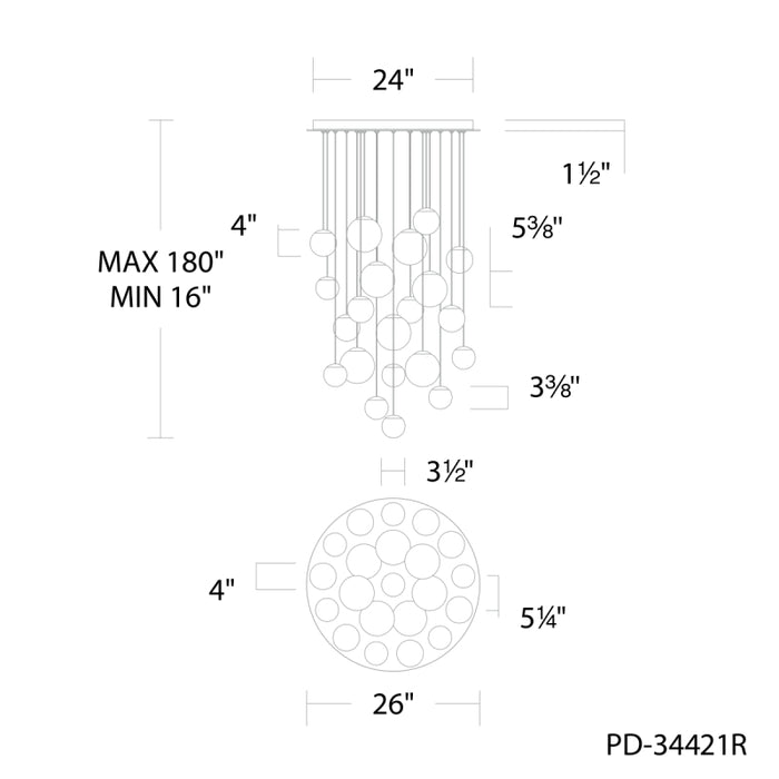 Modern Forms PD-34421R Pisces 21-lt 26" LED Pendant