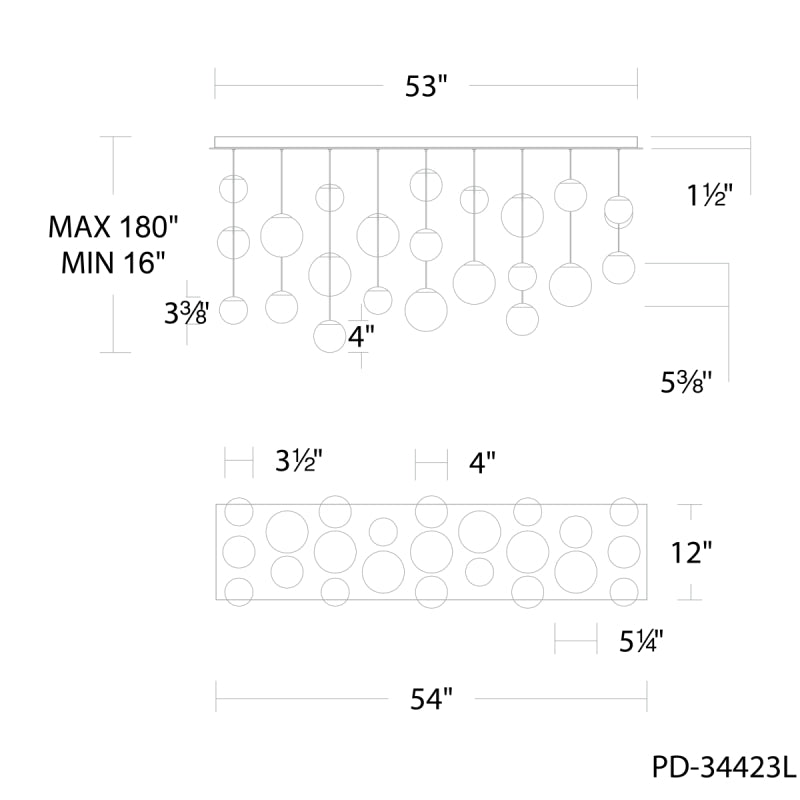 Modern Forms PD-34423L Pisces 23-lt 54" LED Pendant