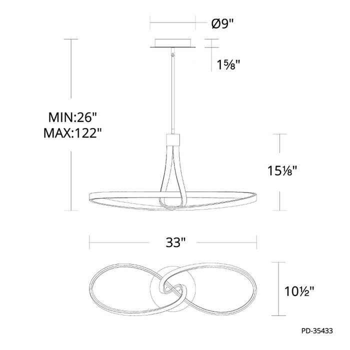dweLED PD-35433 Mobius 1-lt 33" LED Pendant