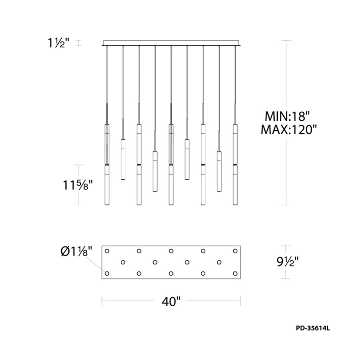 Modern Forms PD-35614L Magic 14-lt 40" LED Pendant