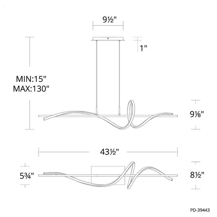 dweLED PD-39443 Corkscrew 1-lt 44" LED Pendant