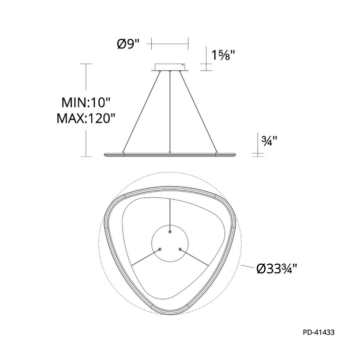 dweLED PD-41433 Oyster 1-lt 34" LED Pendant