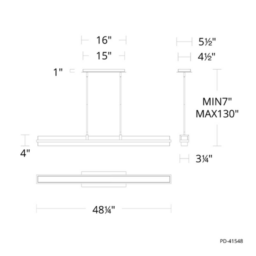 dweLED PD-41548 Desmond 1-lt 48" LED Linear Pendant