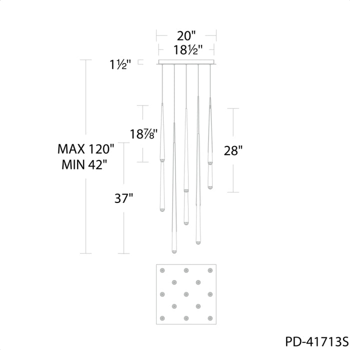 Modern Forms PD-41713S Cascade 13-lt 20" LED Round Pendant