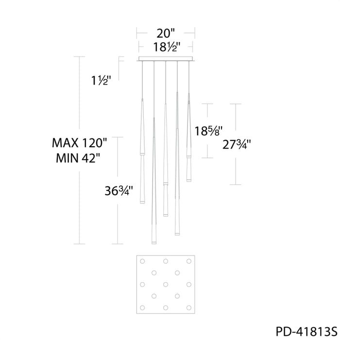 Modern Forms PD-41813S Cascade 13-lt 20" LED Square Pendant