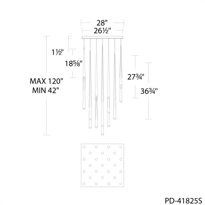 Modern Forms PD-41825S Cascade 25-lt 28" LED Square Pendant