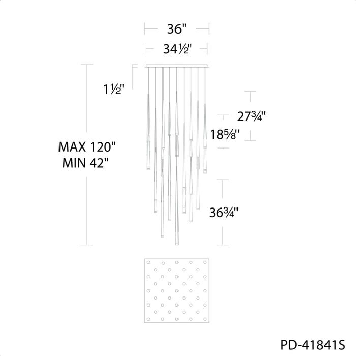 Modern Forms PD-41841S Cascade 41-lt 36" LED Square Pendant