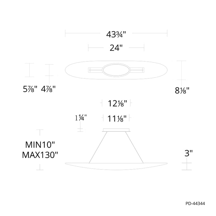 Modern Forms PD-44344 Black Jack 44" LED Pendant