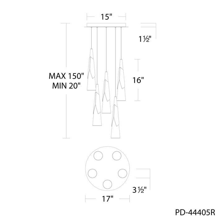 Modern Forms PD-44405R Kilt 5-lt 17" LED Pendant