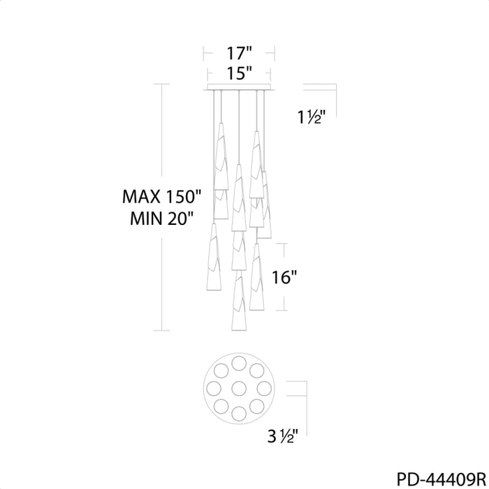 Modern Forms PD-44409R Kilt 9-lt 17" LED Pendant