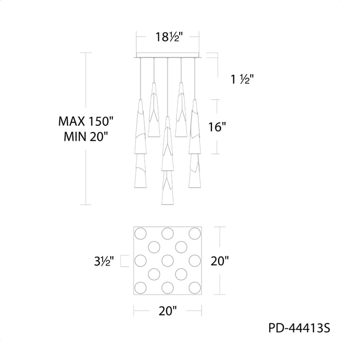 Modern Forms PD-44413S Kilt 13-lt 20" LED Pendant