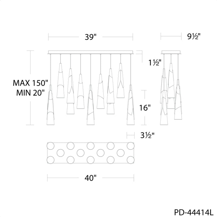 Modern Forms PD-44414L Kilt 14-lt 40" LED Pendant