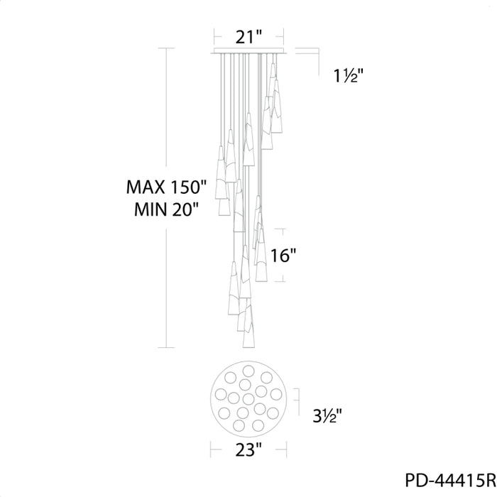 Modern Forms PD-44415R Kilt 15-lt 23" LED Pendant