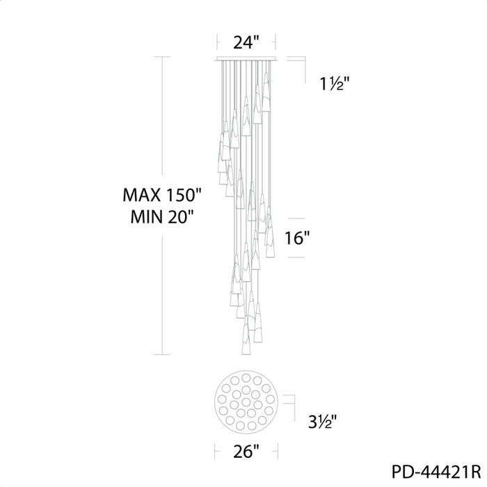 Modern Forms PD-44421R Kilt 21-lt 26" LED Pendant