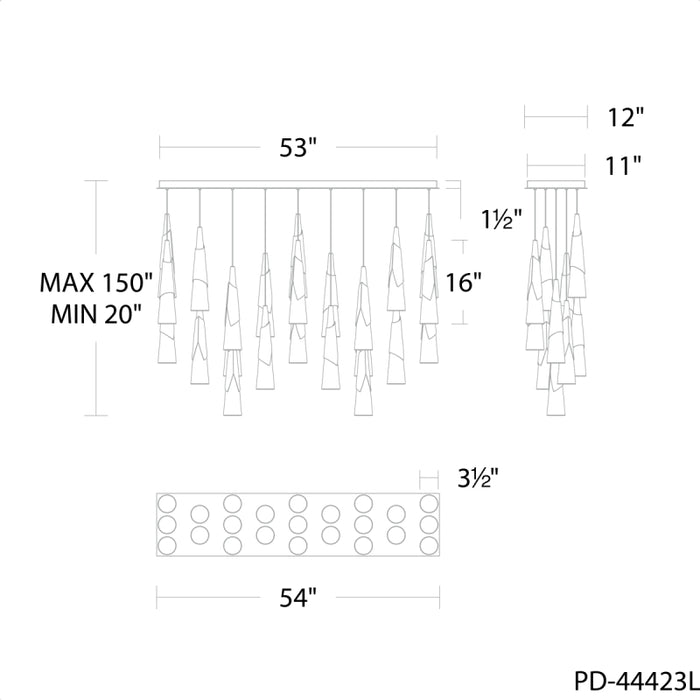 Modern Forms PD-44423L Kilt 23-lt 54" LED Pendant