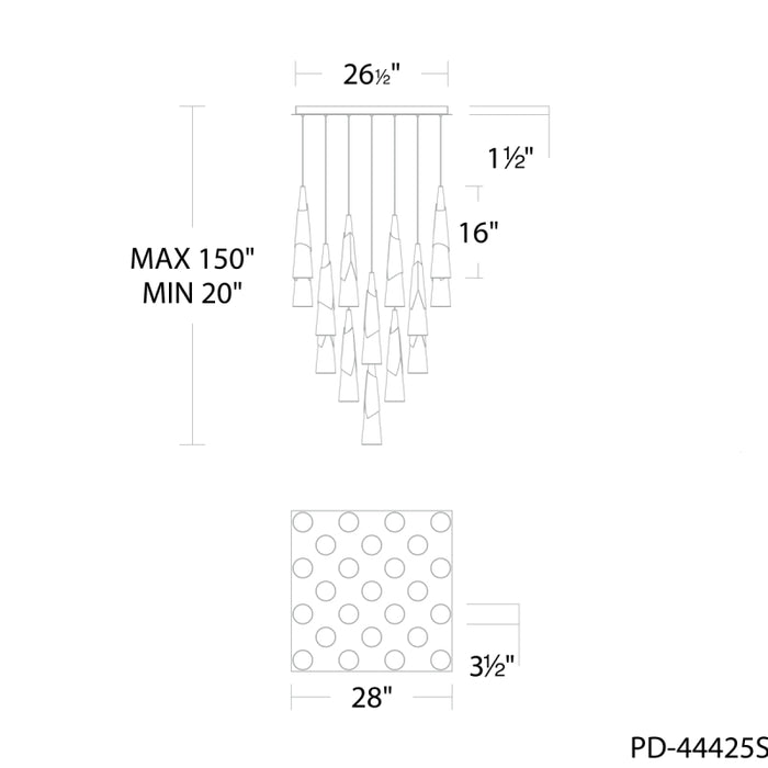 Modern Forms PD-44425S Kilt 25-lt 28" LED Pendant