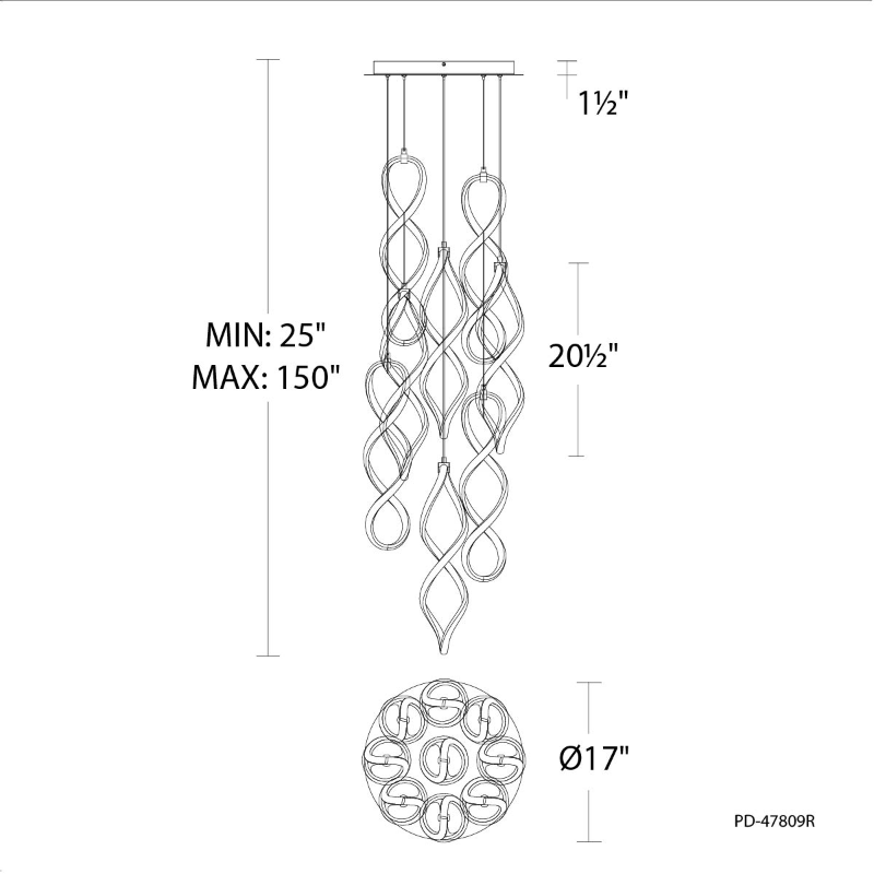 dweLED PD-47809R Interlace Round 9-lt 17" LED Pendant