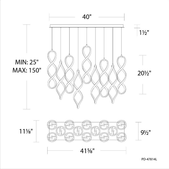 dweLED PD-47814L Interlace 14-lt 42" LED Linear Pendant