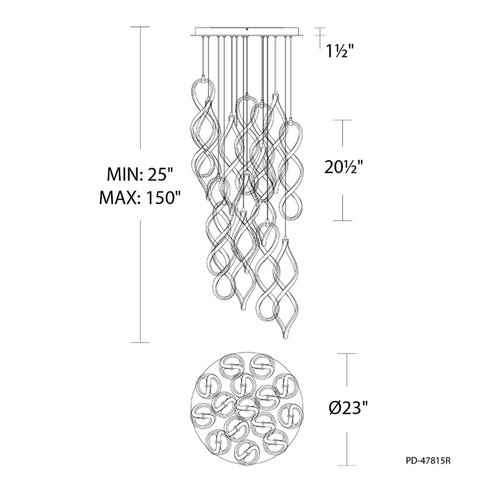 dweLED PD-47815R Interlace Round 15-lt 23" LED Pendant
