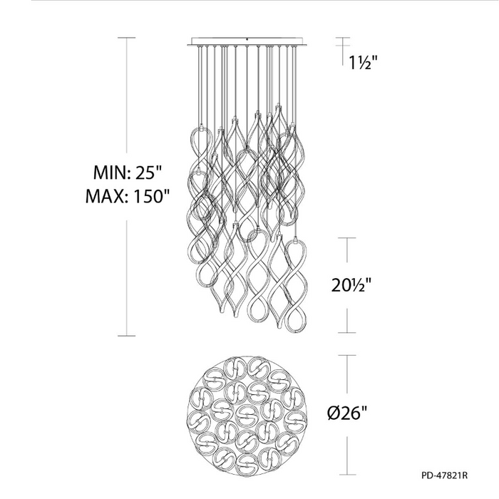dweLED PD-47821R Interlace Round 21-lt 26" LED Pendant