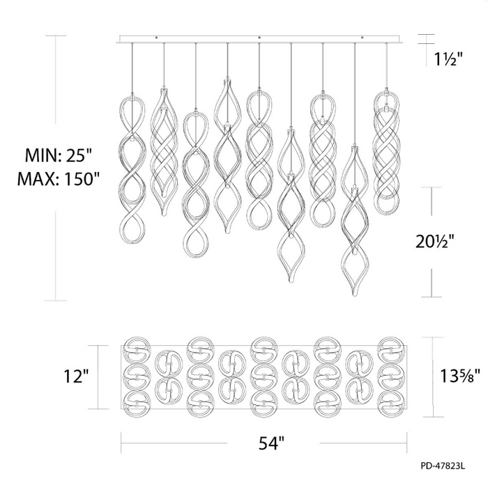 dweLED PD-47823L Interlace 23-lt 54" LED Linear Pendant