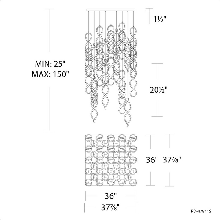 dweLED PD-47841S Interlace Square 41-lt 38" LED Pendant