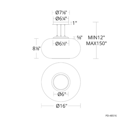 dweLED PD-48516 Doma 1-lt 16" LED Pendant