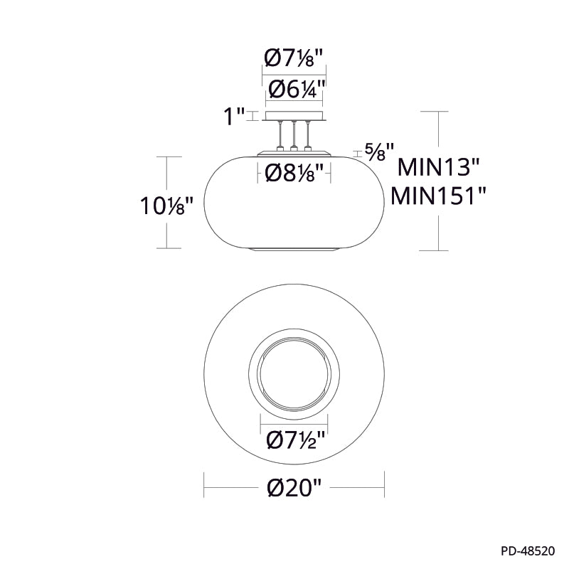 dweLED PD-48520 Doma 1-lt 20" LED Pendant