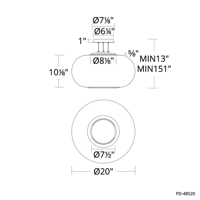 dweLED PD-48520 Doma 1-lt 20" LED Pendant