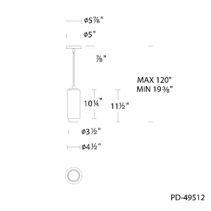 dweLED PD-49512 Aragon 1-lt 5" LED Pendant