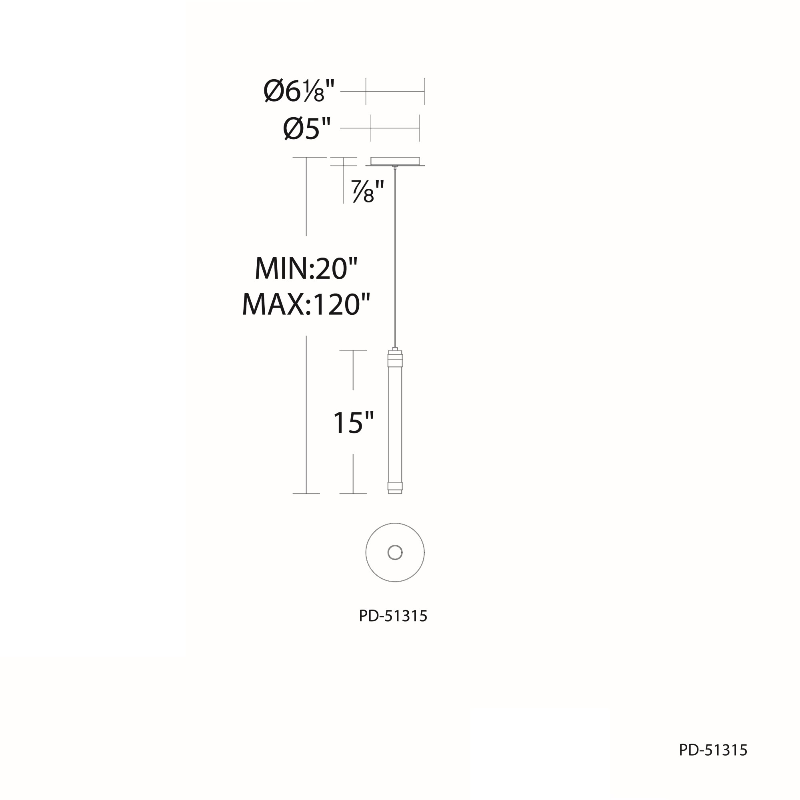 dweLED PD-51315 Jedi 1-lt 2" Mini LED Pendant