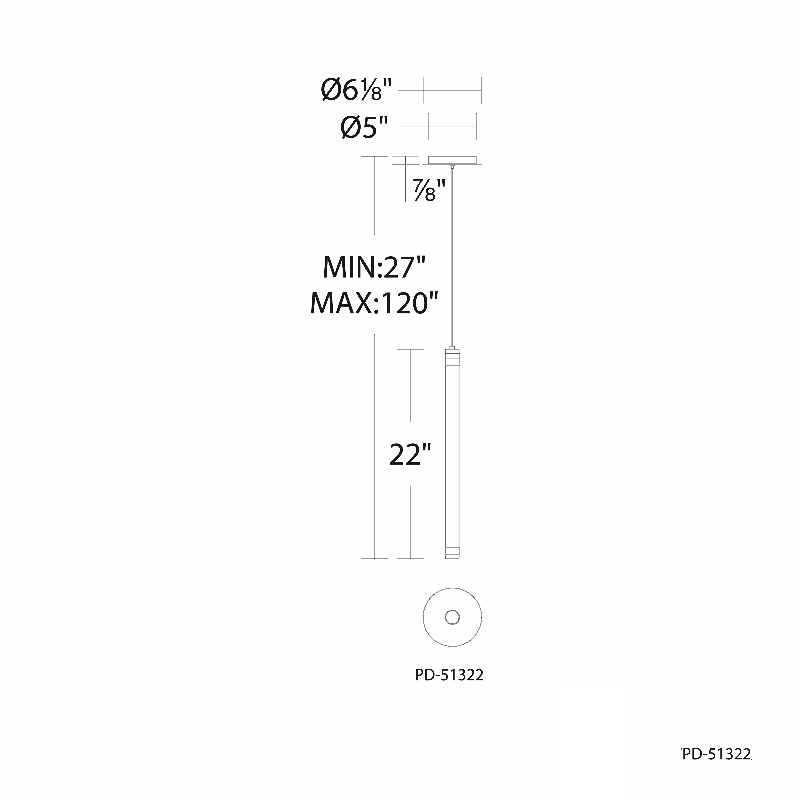 dweLED PD-51322 Jedi 1-lt 2" Mini LED Pendant
