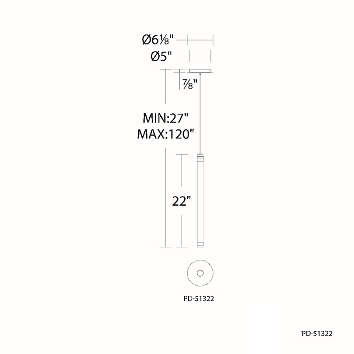 dweLED PD-51322 Jedi 1-lt 2" Mini LED Pendant