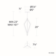 dweLED PD-53520 Tribeca 3-lt 8" LED Pendant