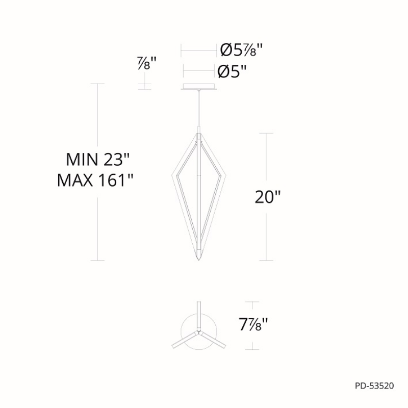 dweLED PD-53520 Tribeca 3-lt 8" LED Pendant