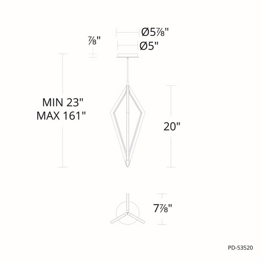 dweLED PD-53520 Tribeca 3-lt 8" LED Pendant