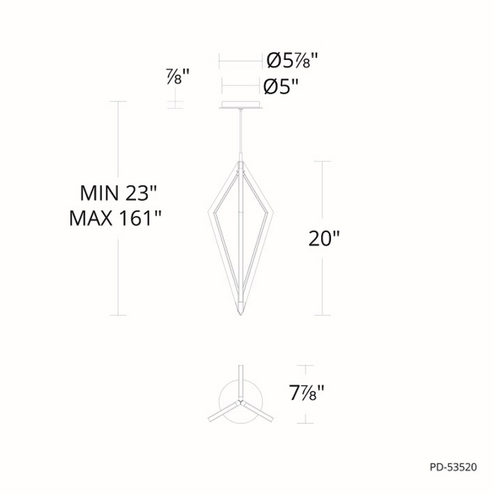 dweLED PD-53520 Tribeca 3-lt 8" LED Pendant
