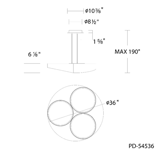 dweLED PD-54536 Triolet 3-lt 36" LED Pendant