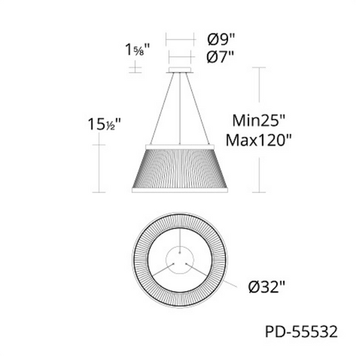 dweLED PD-55532 Grohle 2-lt 32" LED Pendant